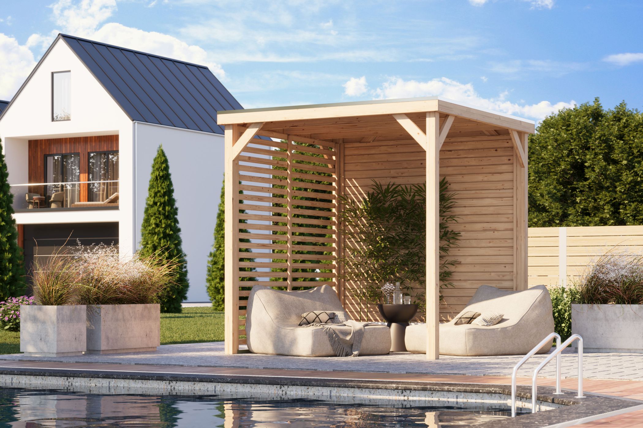 Innenarchitektur, Wohnen, Veranda, Terrasse, Pergola