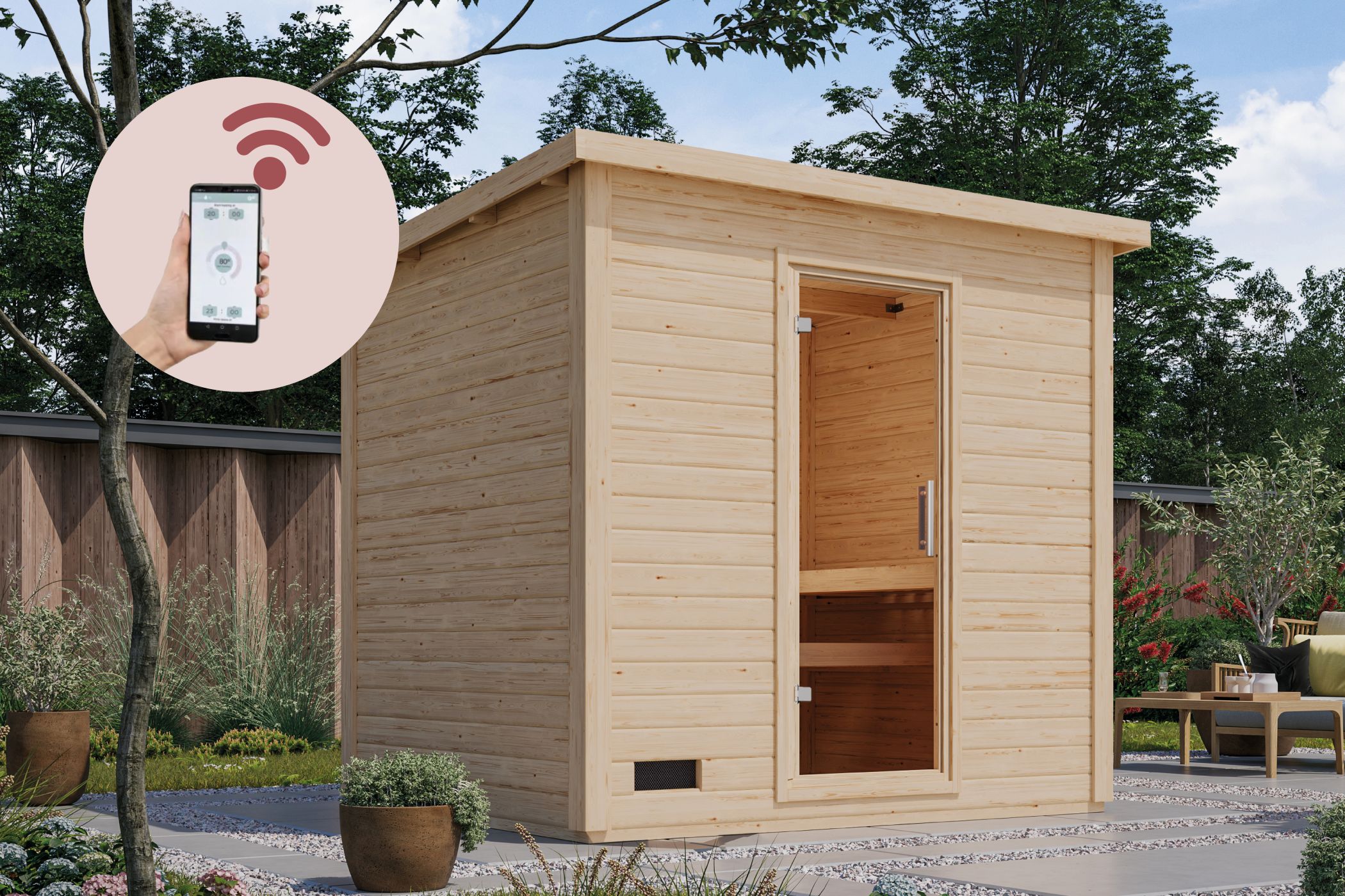 Sauna House Hytti 3 Exclusive Natural / + Stove and HUUM WIFI Control Unit Savings Set