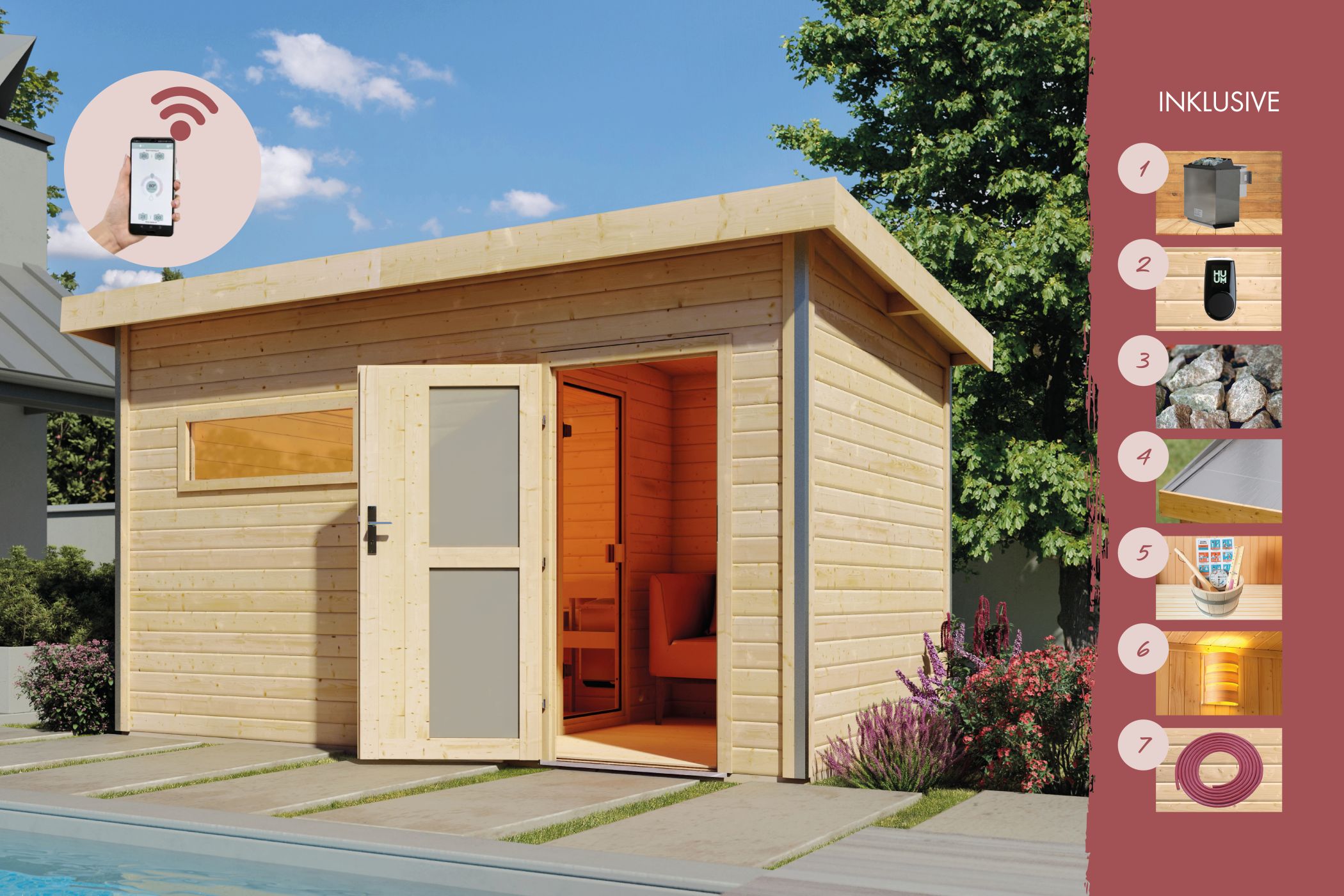 Sauna house Joost 3 with anteroom / + HUUM WIFI control unit savings set