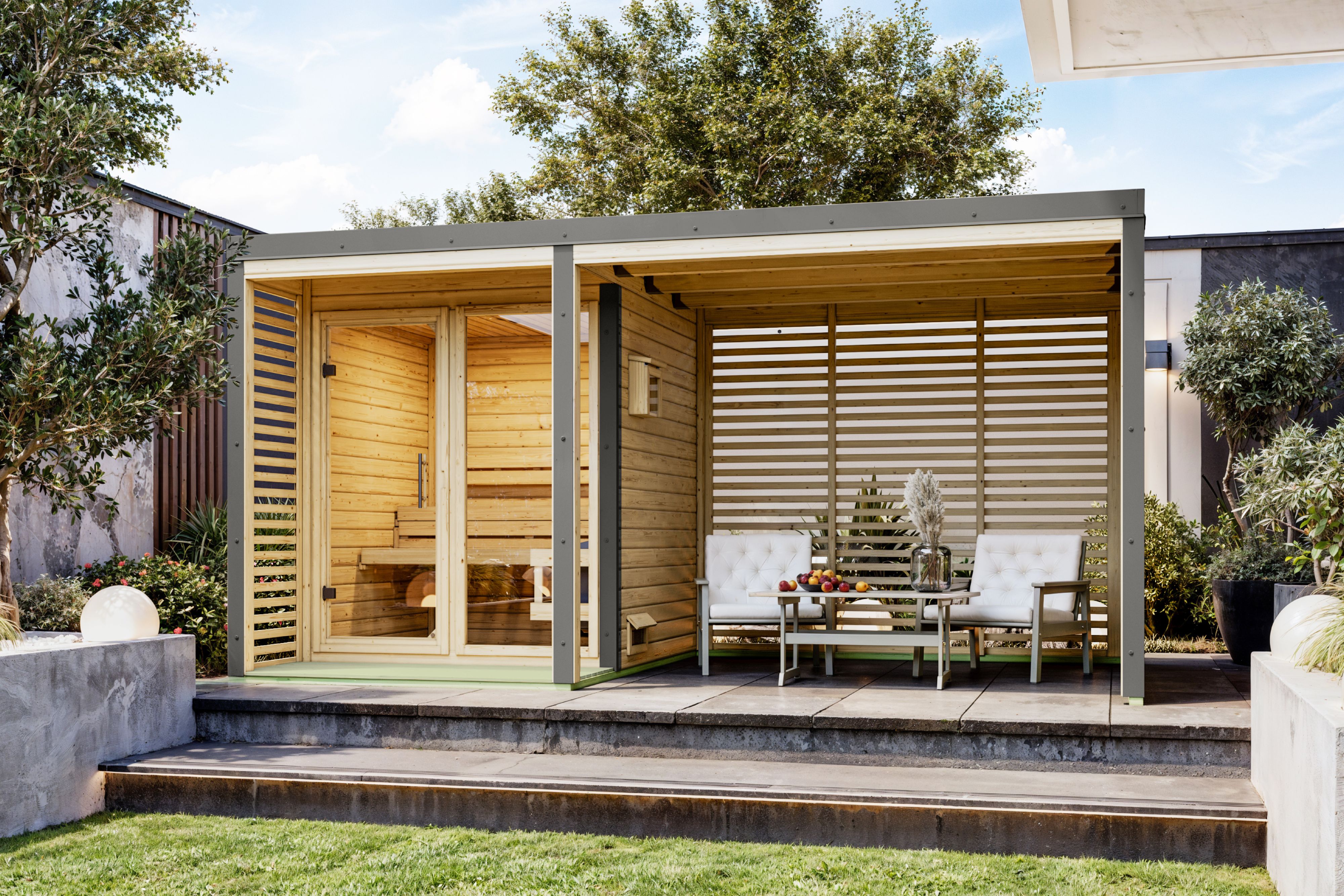 Sauna house Ares 1 with 2.70 m extension roof