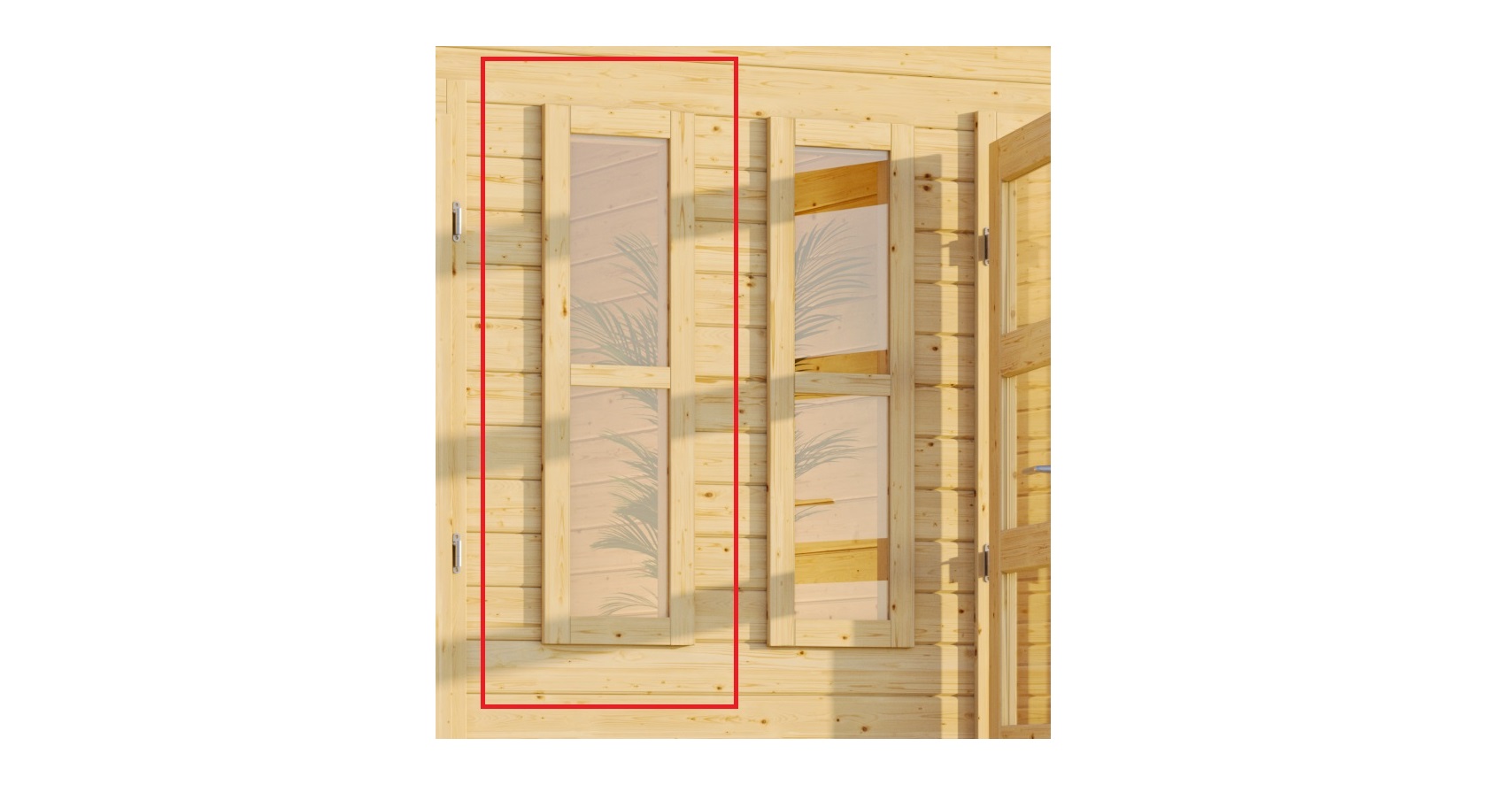 Wooden house, window, wooden façade, glass window, door handle