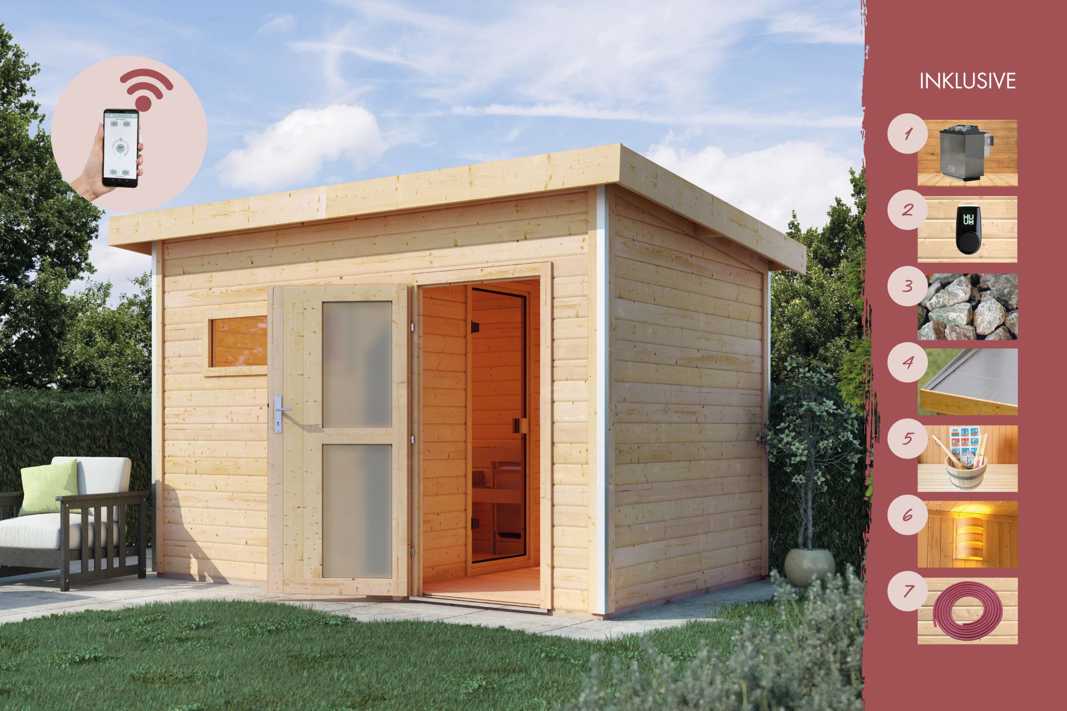 Sauna house Joost 2 with anteroom / + HUUM WIFI control unit savings set