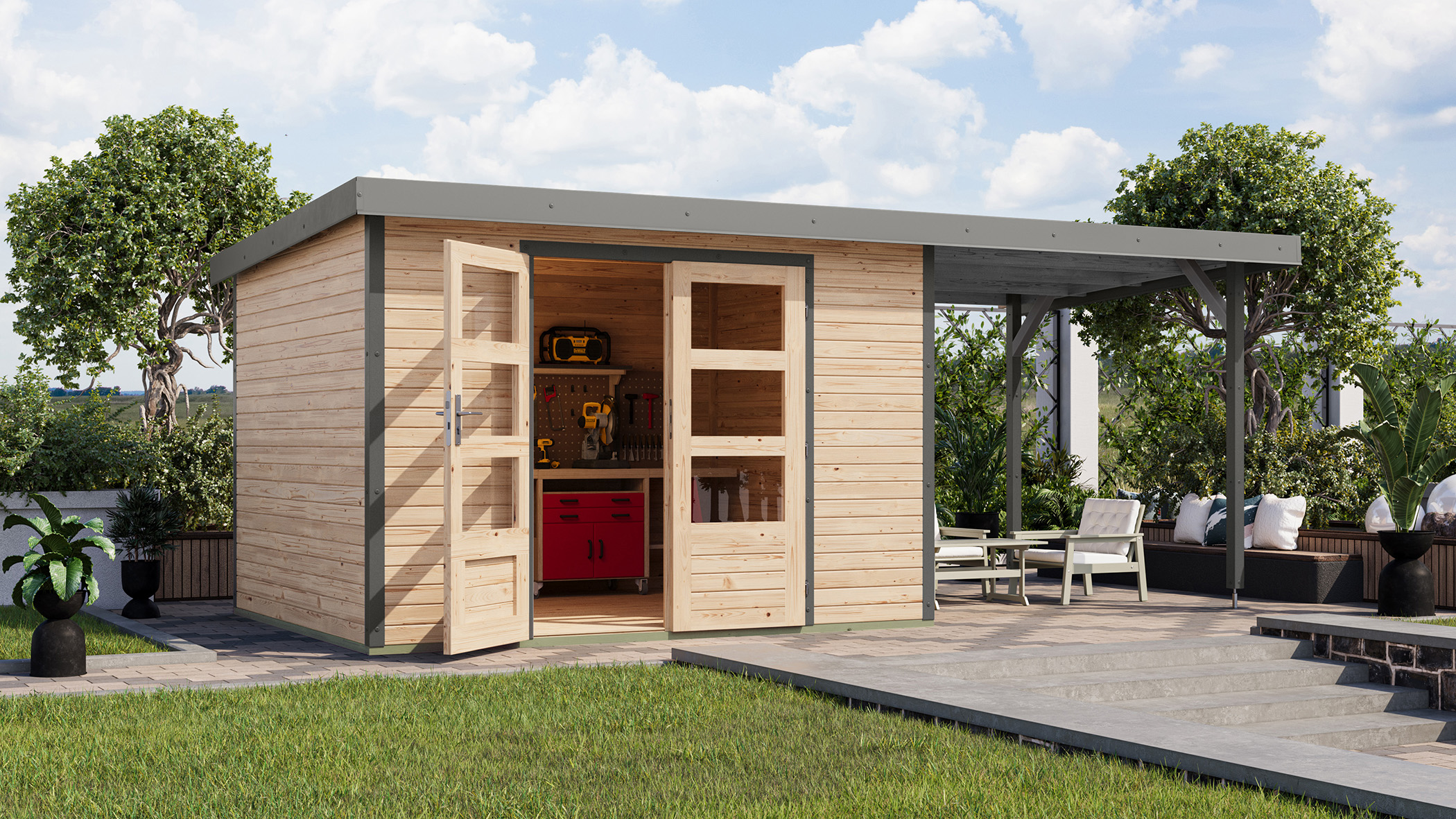 Garden Shed Wood & Metal Jupiter 5