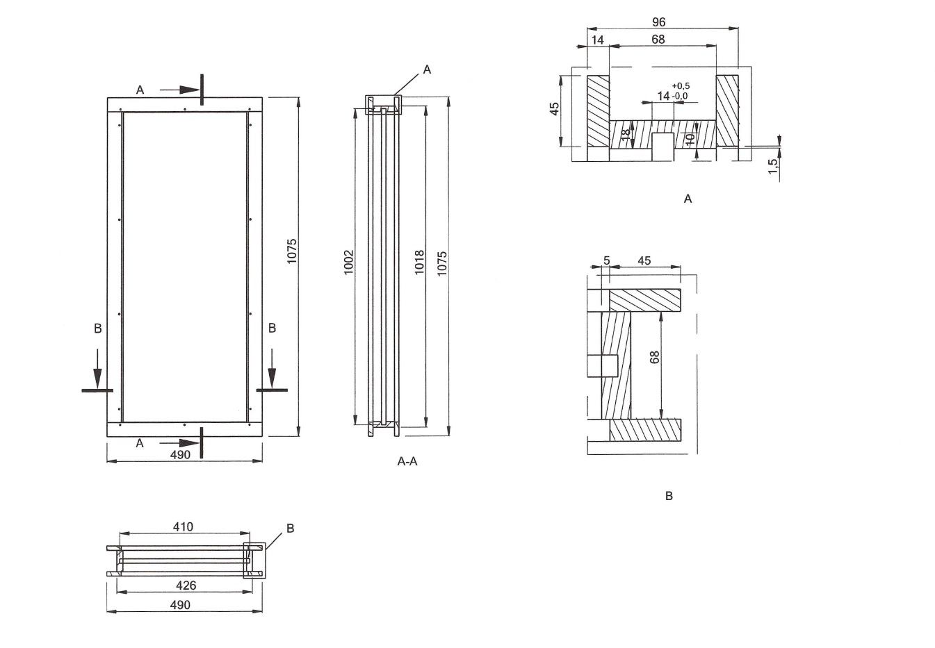 Drawing, technical sketch, mechanical component, scale sketch, front view