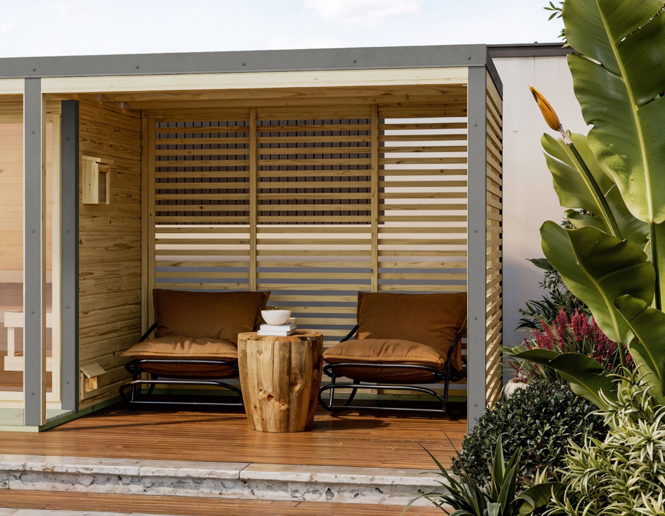 Extension roof Ares incl. slat walls