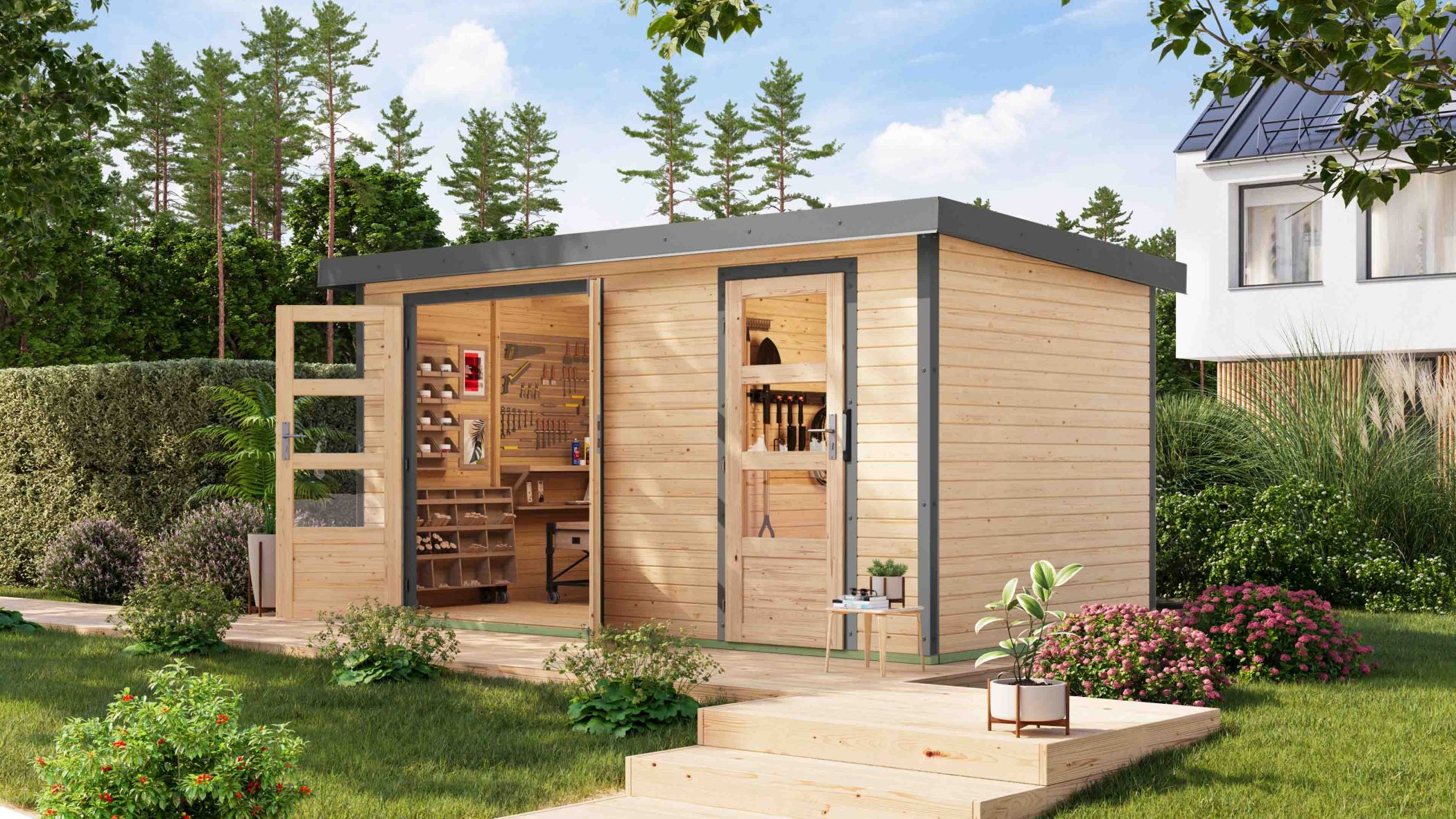 Garden House Wood & Metal Merkur