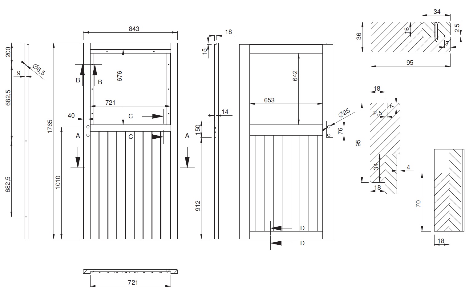 Instrument panel, design drawing, dimensional diagram, schematic, dimensions