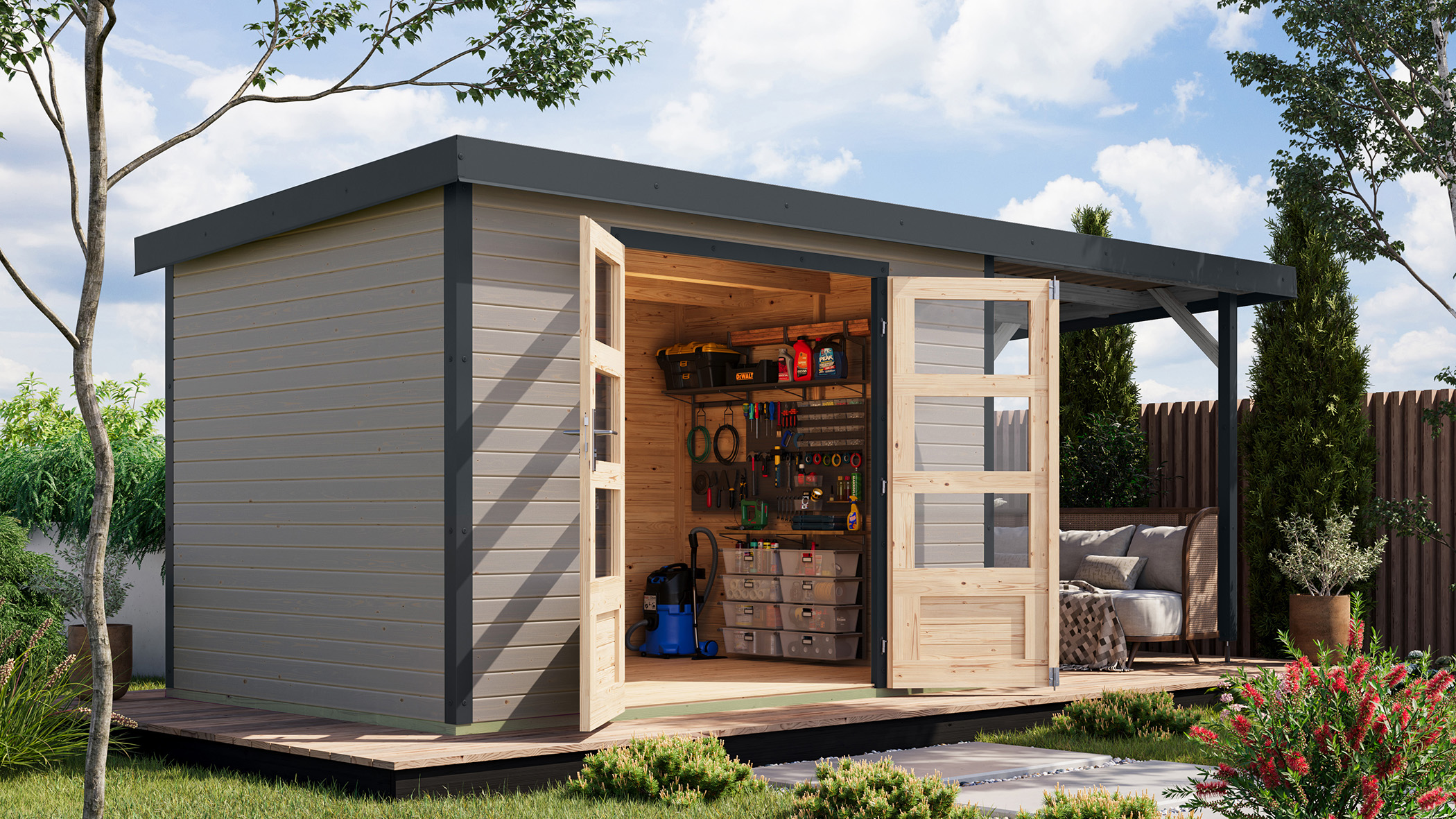 Garden Shed Wood & Metal Jupiter 4