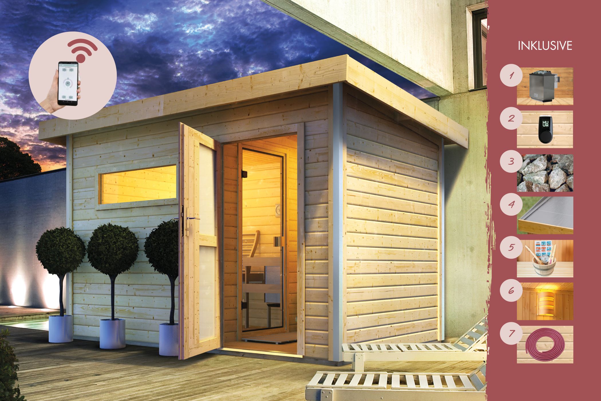 Sauna house Joost 1 with anteroom / + HUUM WIFI control unit savings set