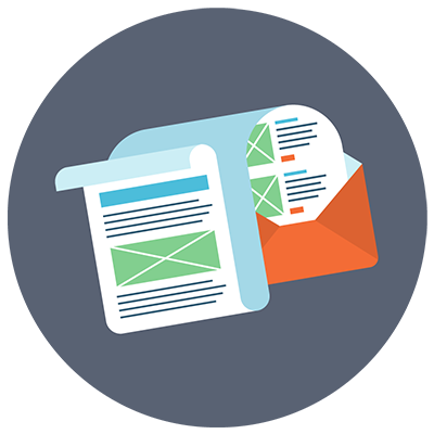 An envelope containing a sheet of paper.