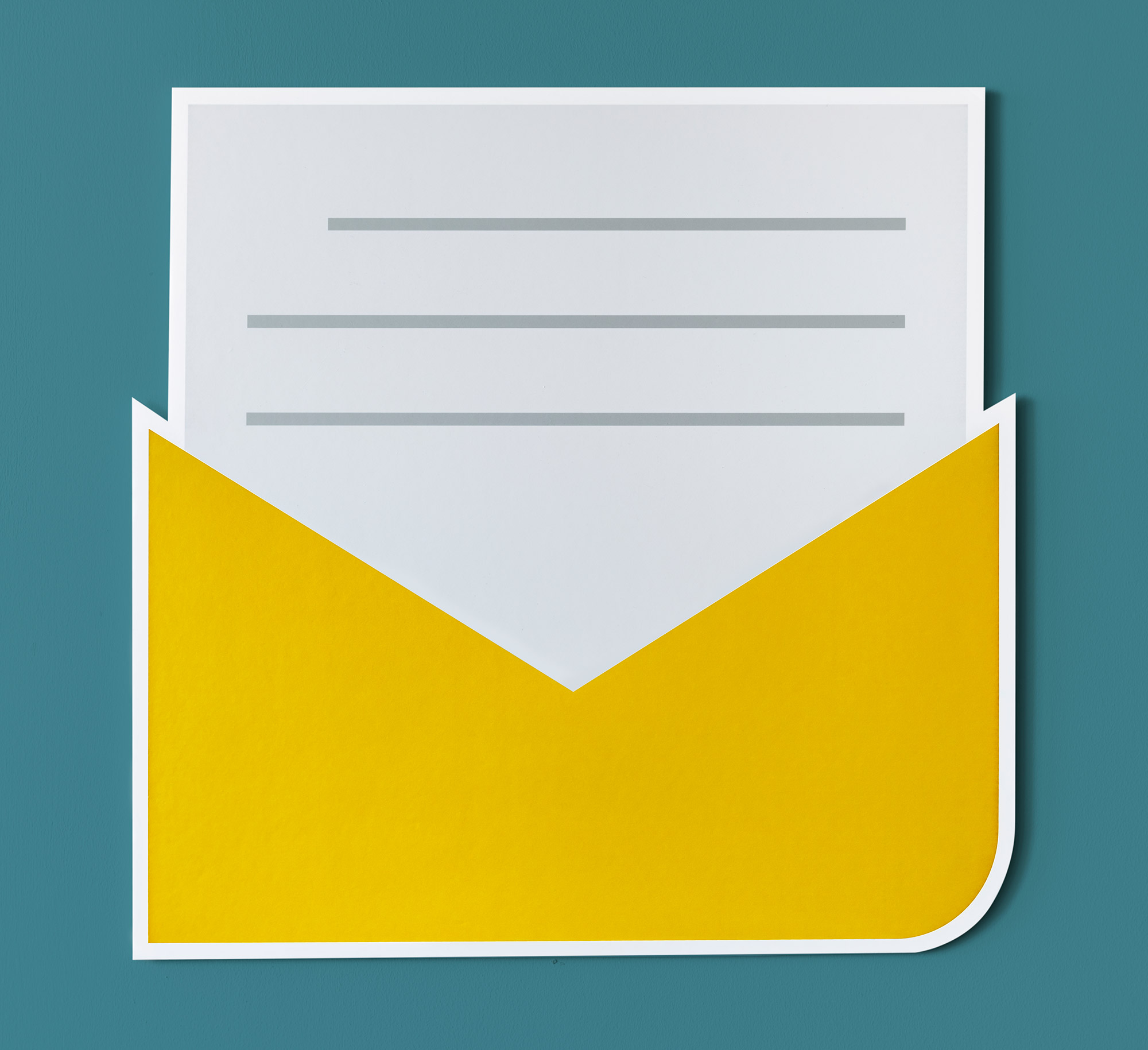 A yellow envelope on a blue background.