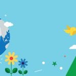 A representation of the earth highlighting Corporate Social Responsibility with flowers and birds.