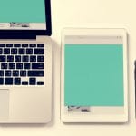 A responsive device with a green screen.